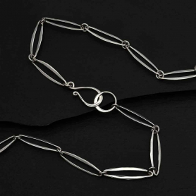 Sterling Silver Alternating Paperclip Link Necklace 18 Inch