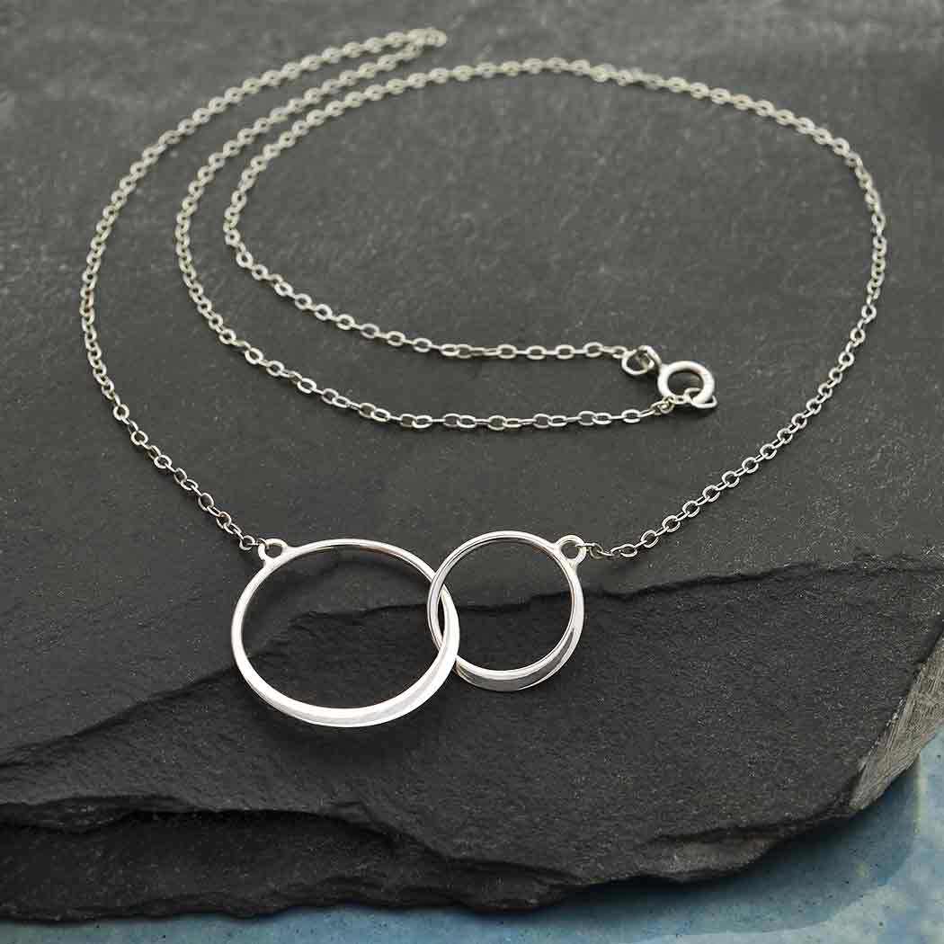 Interlocking Double Circle Necklace in Sterling Silver – Sustainable Grace