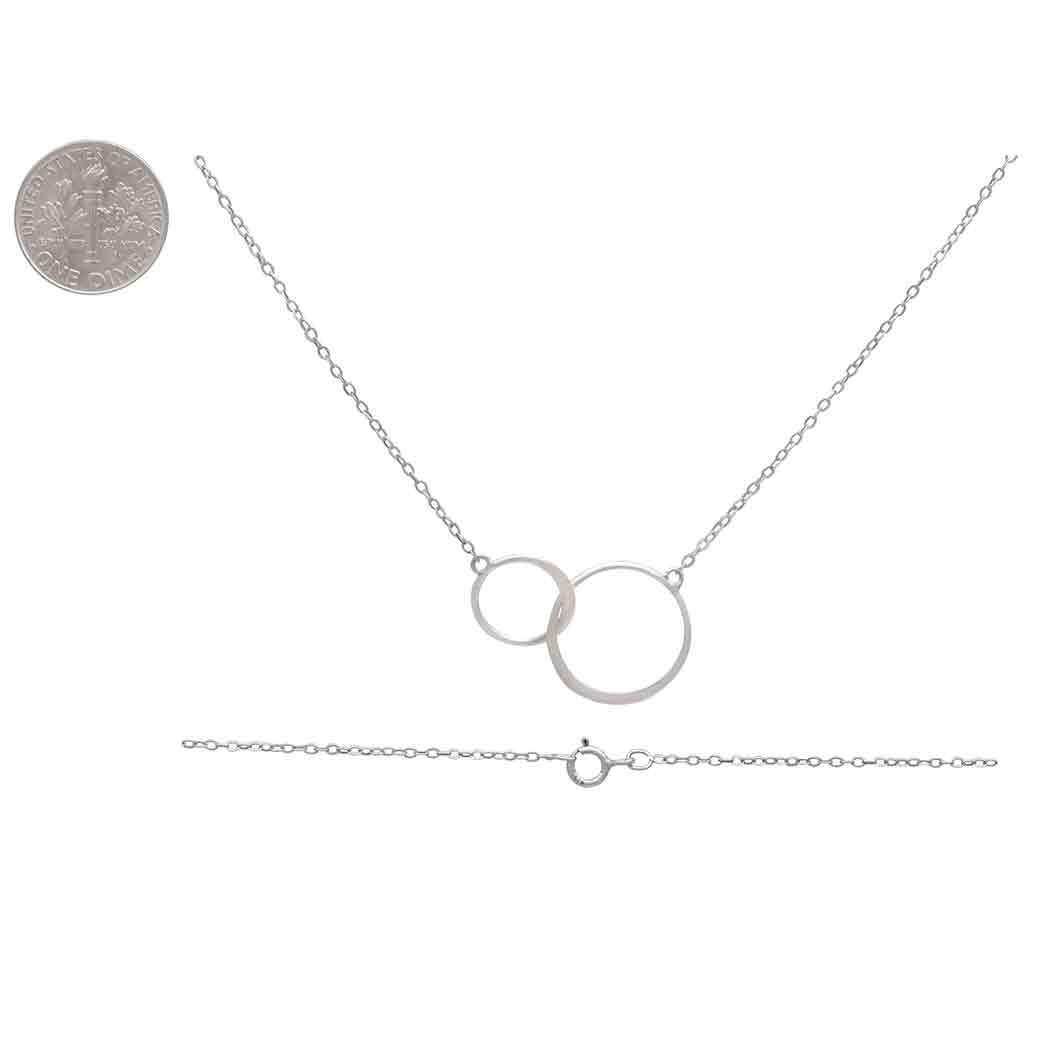 Sterling Silver Necklace with Two Linked Circles 18 Inch