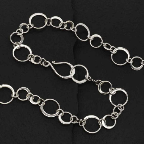 Sterling Silver Alternating Circle Link Necklace 18 Inch