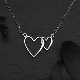 Sterling Silver Linked Hearts Festoon Necklace