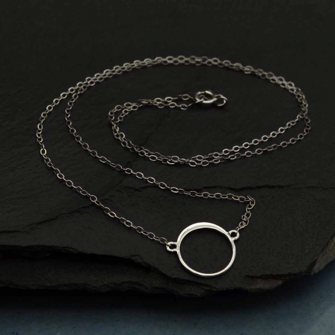 Sterling Silver Small 12mm Circle Link Necklace