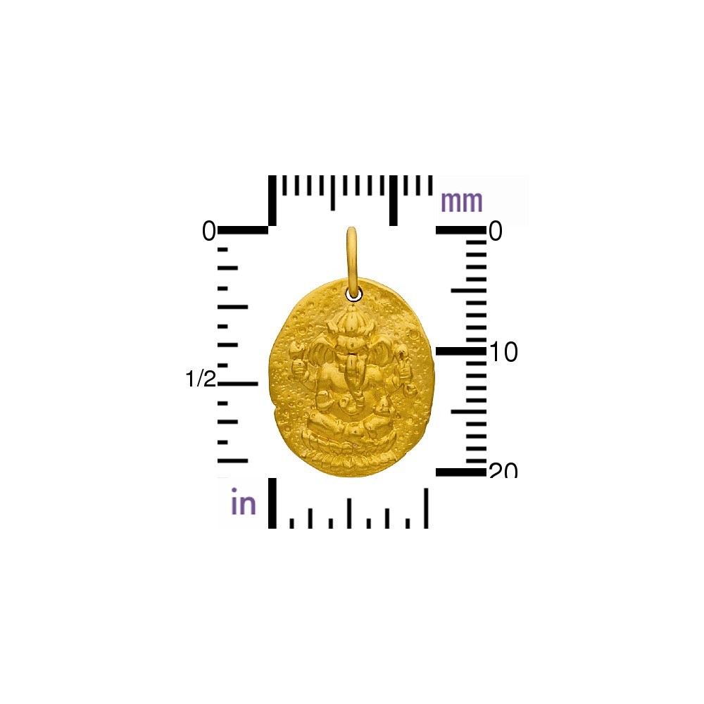 Gold Charm - Ancient Ganesh Coin with 24K Gold Plate 21x13mm