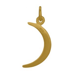 Gold Charm - Moon with 24K Gold Plate 22x8mm
