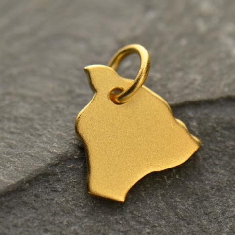Gold Charm - Hawaii with 24K Gold Plate 13x10mm