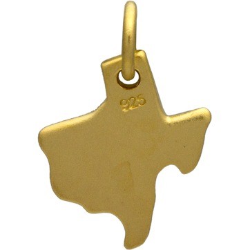 Gold Charm - Texas with 24K Gold Plate 14x10mm