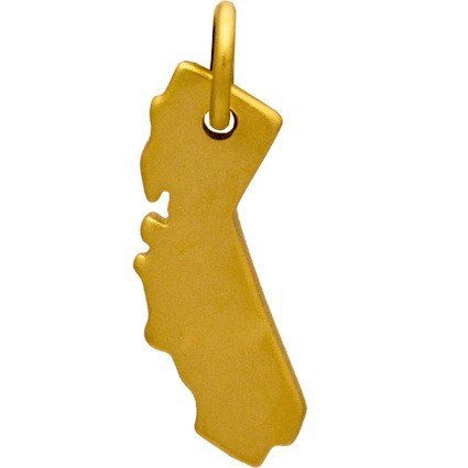 Gold Charm - California with 24K Gold Plate 17x11mm