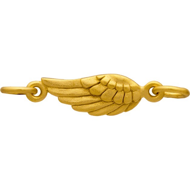 Gold Charm Links - Angel Wing with 24K Gold Plate 6x18mm