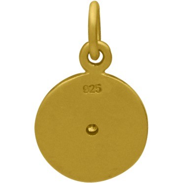 Gold Charm - Compass with Diamond in 24K Gold Plate 16x10mm