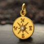 Gold Charm - Compass with Diamond in 24K Gold Plate 16x10mm