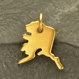 Gold Charms - Alaska State with 24K Gold Plate 14x11mm