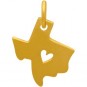 Gold Charm - Texas with Heart in 24K Gold Plate 15x11mm