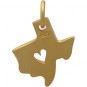 Gold Charm - Texas with Heart in 24K Gold Plate 15x11mm