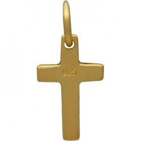 Satin 24K Gold Plated Cross Charm 15x7mm