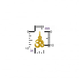 Gold Charm - Tiny Om with 24K Gold Plate 13x7mm