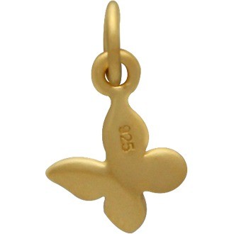 Gold Charm - Tiny Butterfly with 24K Gold Plate 12x10mm