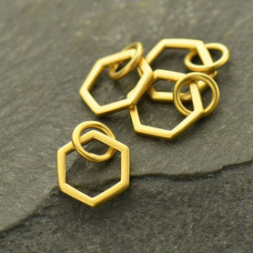24K Gold Plated Single Honeycomb Charm 12x8mm