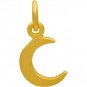 Gold Charm - Tiny Crescent Moon with 24K Gold Plate 14x7mm