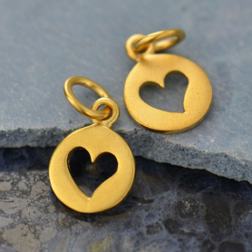 Disc with Heart Cutout in 24K Gold Plate 14x8mm DISCONTINUED