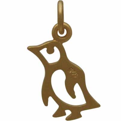 Gold Charm - Baby Penguin with 24K Gold Plate 18x7mm