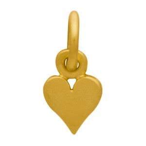Gold Charm - Tiny Heart with 24K Gold Plate 11x5mm