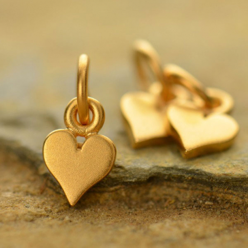 Gold Charm - Tiny Heart with 24K Gold Plate 11x5mm