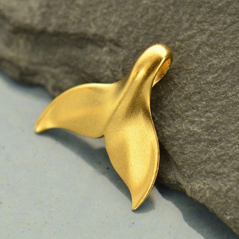 Gold Charms - Whale Tail with 24K Gold Plate 15x15mm