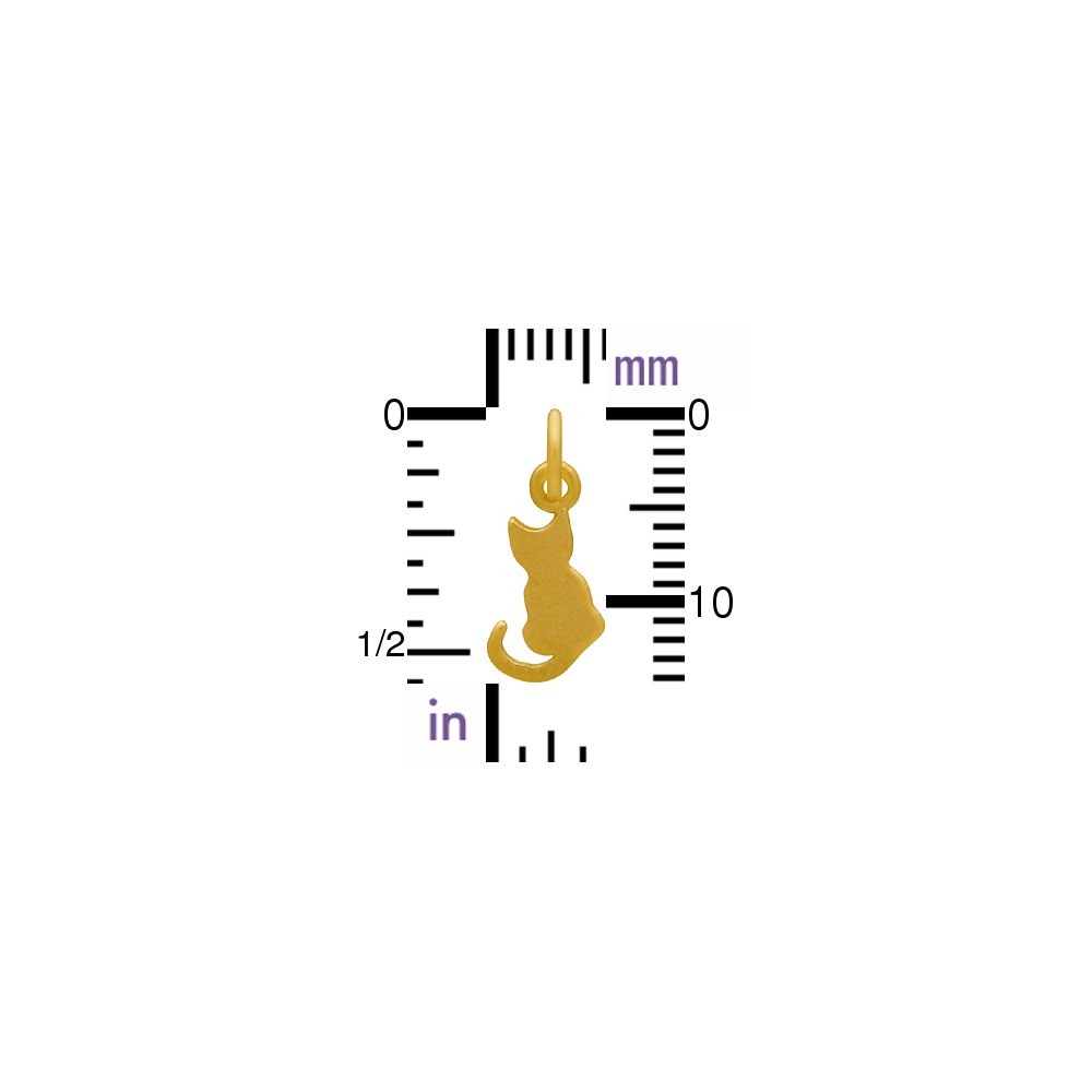 Gold Charm - Tiny Cat with 24K Gold Plate 15x6mm