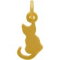 Gold Charm - Tiny Cat with 24K Gold Plate 15x6mm