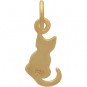 Gold Charm - Tiny Cat with 24K Gold Plate 15x6mm