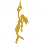 Gold Charm - Flat Mermaid with 24K Gold Plate 29x9mm