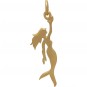 Gold Charm - Flat Mermaid with 24K Gold Plate 29x9mm