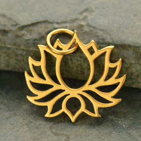 Gold Charm - Blooming Lotus with 24K Gold Plate 18x18mm - Product ...