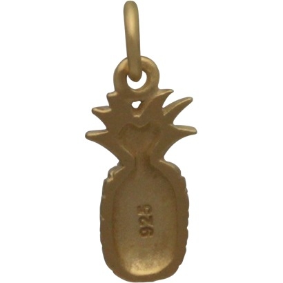 Satin 24K Gold Plated Textured Pineapple Charm 17x5mm