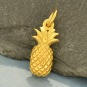 Satin 24K Gold Plated Textured Pineapple Charm 17x5mm