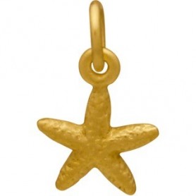 Satin 24K Gold Plated Textured Starfish Charm 14x8mm