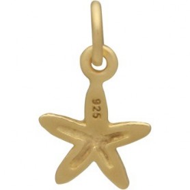 Satin 24K Gold Plated Textured Starfish Charm 14x8mm