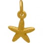 Satin 24K Gold Plated Textured Starfish Charm 14x8mm
