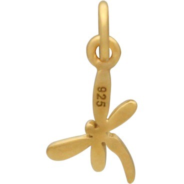 Gold Charm - Tiny Dragonfly with 24K Gold Plate 17x9mm