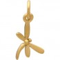 Gold Charm - Tiny Dragonfly with 24K Gold Plate 17x9mm