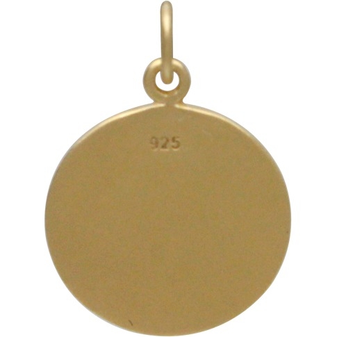 Gold Pendant -Big Dandelion Disk with 24K Gold Plate 20x15mm