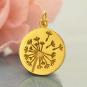 Gold Pendant -Big Dandelion Disk with 24K Gold Plate 20x15mm