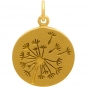 Gold Pendant -Big Dandelion Disk with 24K Gold Plate 20x15mm