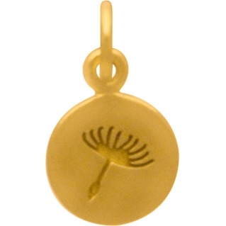Gold Charm - Small Dandelion in 24K Gold Plate 14x8mm