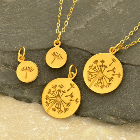 Gold Charms - Dandelion Set with 24K Gold Plate 21x15mm