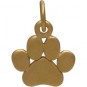  Gold Charm - Flat Paw Print with 24K Gold Plate 13x9mm