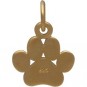  Gold Charm - Flat Paw Print with 24K Gold Plate 13x9mm