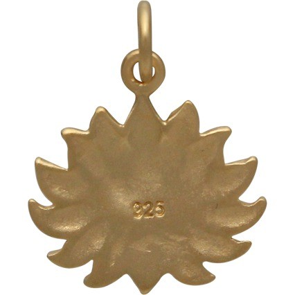 24K Gold Plated Large Textured Blooming Lotus Charm 18x15mm