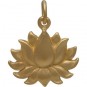 24K Gold Plated Large Textured Blooming Lotus Charm 18x15mm