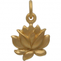 24K Gold Plated Med Textured Blooming Lotus Charm 16x10mm